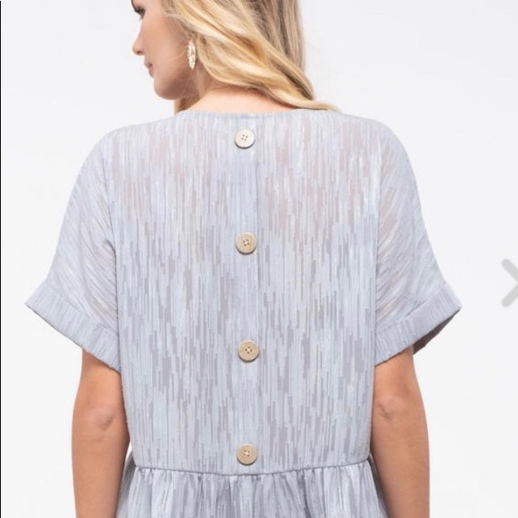 Blu Pepper Women’s Light Blue Button Back Peplum Top - Picture 4 of 16